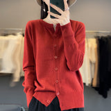 Wool Blended 2026 Autumn And Winter New Short Sweater Loose Round V Collar Solid Color Buckle Knitted Top Open Shirt Jacket