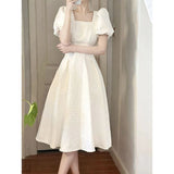 French Black Dress Women 2026 Summer New Niche Side To Receive Waist Thin Temperament Korean Version Bubble Sleeve Dress