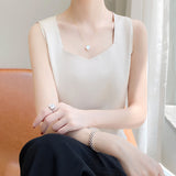 Silk Satin 2026 Spring And Summer Women's New Body-Repair Broadband V-Neck Short Temperament With A Blouse Sling Vest