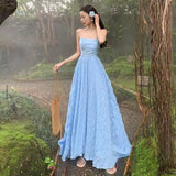 Beautiful Beach Dress Dopamine Blue Slings Bare Back Dress Temperament Swing Dress Swing Dress Flowing Seaside Holiday Wind