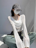 Sweet Cool Hottie Sexy Long-Sleeved Hooded T-Shirt With Short Sunscreen Leisure Thin Umbilion Spousal Hooded Blouse Spring And Summer