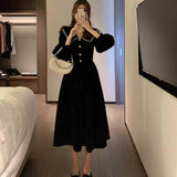 French Retro Hepburn After The Golden Velvet Small Dress New Year Dress Black Dress Women's Spring And Autumn Small Black Dress