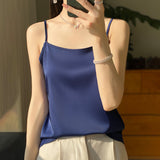 Silk Satin 2026 Spring And Summer Women's New Dress In A Short Collar With A Single Shoulder Sling Slings Small Vest