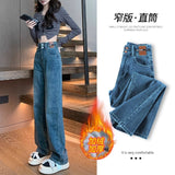 Black High-Waisted Straight Jeans Women Autumn And Winter Trend New With Velvet Pear Shape Narrow Version Of Thin Leggings