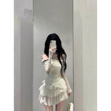 Pure Fragrant Shoulder-To-Shoulder Repair On The Body + Cake Skirt Set Summer Dress Girl's Word Shoulder Hot Girl Pure Lust Wind Two