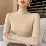 Line Ready-Upwear Wool Blending 2026 Autumn And Winter New High-Necked Solid Color Set-Up Bottom Knitting Shirt