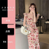 French Retro Floral Dress Women's Summer 2025 New Flying Sleeve Design Feel Waist Thin A-Character Dress