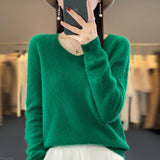 First-Line Ready-Sheed Seamless 100% Pure Wool 2026 Autumn And Winter New Short V-Neck Knitted Bottom Sweater
