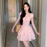 French Beautiful Beautiful Pink Dress Women's Dress 2025 Summer New Small Seaside Irregular Skirt
