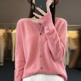 Line Ready-Sheed Seamless 100% Pure Wool 2026 Autumn And Winter New Women's Short Collar Loose Knitted Sweater Coat