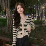 Sweater Women's Spring And Autumn Striped Knitted Shirts Loose Cardigans Long Sleeves New Niche Sweater Cardigan Jacket T-Shirt