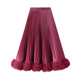 Temperament 100-Fold Petal Skirt Woman 2025 New High-End Sense A-Word Half-Body Skirt Wood Half Skirt 0661