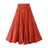 2025 Spring New Sister Wind High-Level Feeling Hundred Folds Loose Thin Swing Skirt Leisure A Skirt 8081