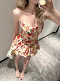 French Temperament Pure Lusty Flower Suit Dress Body Tective Tea Tea Resting Two-Piece Dress