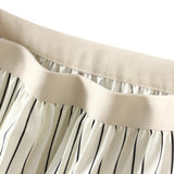 Striped Print Geometric Skirt Women Spring New Thin Tight Waist Swing 100 Folds Long 2125