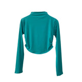 Early Autumn Hottie Wind Folded Shoulder Long-Sleeved T-Shirt Design Black Thin Half-High Collar Short Umbilical Top