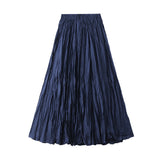 Light Luxury Light Pressure Folded Skirt Women's Spring And Autumn New Station Big Swing Thin Folded A Skirt 0323