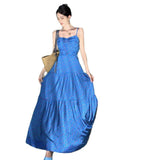 Broken Flowers Blue Hanging Dress Women's Summer Pure Lust Wind High Backs Thin Hottie Dress Seaside Photo Clothes
