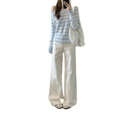 White Broad-Legged Jeans Women's New Spring 2026 High-Rise Thin Loose Small High-Hanging Straight Pants