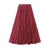 Light Luxury Light Pressure Folded Skirt Women's Spring And Autumn New Station Big Swing Thin Folded A Skirt 0323