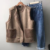 Lamb Hairy Horse Jacket Women Autumn And Winter Fur Integrated Loose Big Size Fat Mm Sleeveless Shoulder Vest