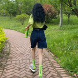 Five-Point Denim Shorts Hottie Summer 2026 New Thin Loose High-Waist Straight Legs In The Trousers Tide