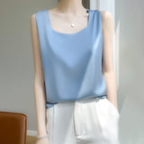 Silk Satin 2026 Spring And Summer Women's New Body-Repair Broadband V-Neck Short Temperament With A Blouse Sling Vest