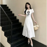 French First Love Doll Collar Giant Good-Looking Dress Women Summer College Style Gentle White Short-Sleeved Temperament Long Dress