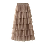 Net Yarn Half Skirt Long Girl 2025 New Spring And Autumn Super Fairy Layer Cake Skirt Skirt Over The Knee Dress 0902