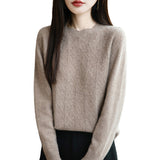 A Line Of Ready-Up Clothing Wool Blended 2026 Autumn And Winter New Women Loose Round Collared Collared Twisted Flower Inside The Bottom Knitting Shirt
