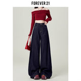 Vintage Deep Blue Broad-Legged Jeans Women's Spring And Summer Trend New High-Waisted Loose-Hanging Drag Pants