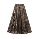 Folded Silk Velvet Half-Dress Woman 2025 Autumn And Winter New High-Waist A Skirt In The Middle And Thin 8830