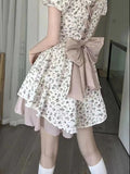 In The Fugitive Princess French Bow Dress Women Summer High-End Feeling Small Pmpong Princess Pure Style Short Dress