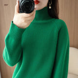 Wool Blended 2026 Autumn And Winter New Short Lady Korean Version Of High-Necked Loose Solid Color Knitted Bottom Sweater