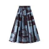 Spring And Summer Ink Doodle Print Skirt Bohemian A Word Umbrella Skirt Pony Long Skirt 2302-2