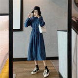 Spring And Autumn 2025 New Sweet Wood Ear Dress Female Students Long Sleeves Korean Version Of Thin Long A Skirt Tide