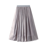 Silk Sensing Temperament Half-Dress Girl Slimming Long A-Shaped Skirt Flowing Summer Egan Yarn Skirt 9818