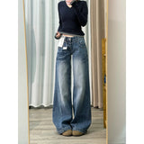 Vintage Non-Legged Micro-Lipped Leg Pants Women 2026 Large-Size Fat Mm High-Waisted Loose Thin Jeans