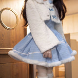 Autumn And Winter New Small Fragrant Wind Gold Set Lamb Plush Coat Women Jk Uniform Slings Fluffy Skirt
