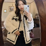 New French Retro Bow Coat In Winter 2025 Women's Age-Reduced Warm Lamb Velvet Thick Coat