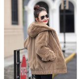 Flannel 2025 New Gentle Version Of Korean Version Thick Hooded Coat Women's Winter New Loose Plush Long Sleeves