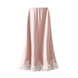 Yoko Lace Stitched Silk Half-Body Dress 2025 Spring New Dredish A-Word Long Dress Woman 9837