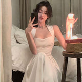 White Cross-Banded Sling Dress Women's Summer 2026 New Temperament Gentle Wind To Show Thin Neck Dress