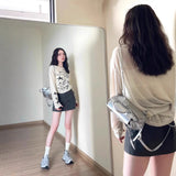 Printed Ice Silk Sun Protection Shirt Long-Sleeved T-Shirt For Girls Summer Design Small Relaxed Air Conditioning Hood Top