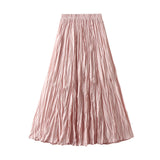 Light Luxury Light Pressure Folded Skirt Women's Spring And Autumn New Station Big Swing Thin Folded A Skirt 0323