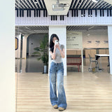 Tall Long Version Of Retro Low-Waisted Micro-Rave Jeans Women Spring And Autumn High Waists Thin Babes Drag Floor Pants