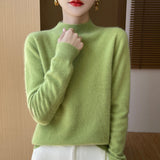Skin Feeling 100% Wool Line Ready-To-Wear Seamless Autumn And Winter New Short Women Half-Collar Loose Bottom Knitting Sweater