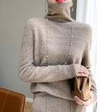 Line Ready-Wear 100% Pure Wool 2026 Autumn And Winter New Women's Heap Collar Collar Short Knitted Sweater