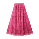 Spring And Summer New High-Rise Thin A-Layer Mesh Cake Skirt Long Skirt Fairy Dress 8075