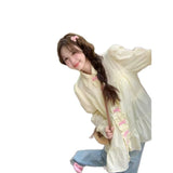 Sweetheart Bow Lace Long-Sleeved Shirt For Women's Summer 2025 New Retro Bubble Sleeves Loose Polo Collar Top